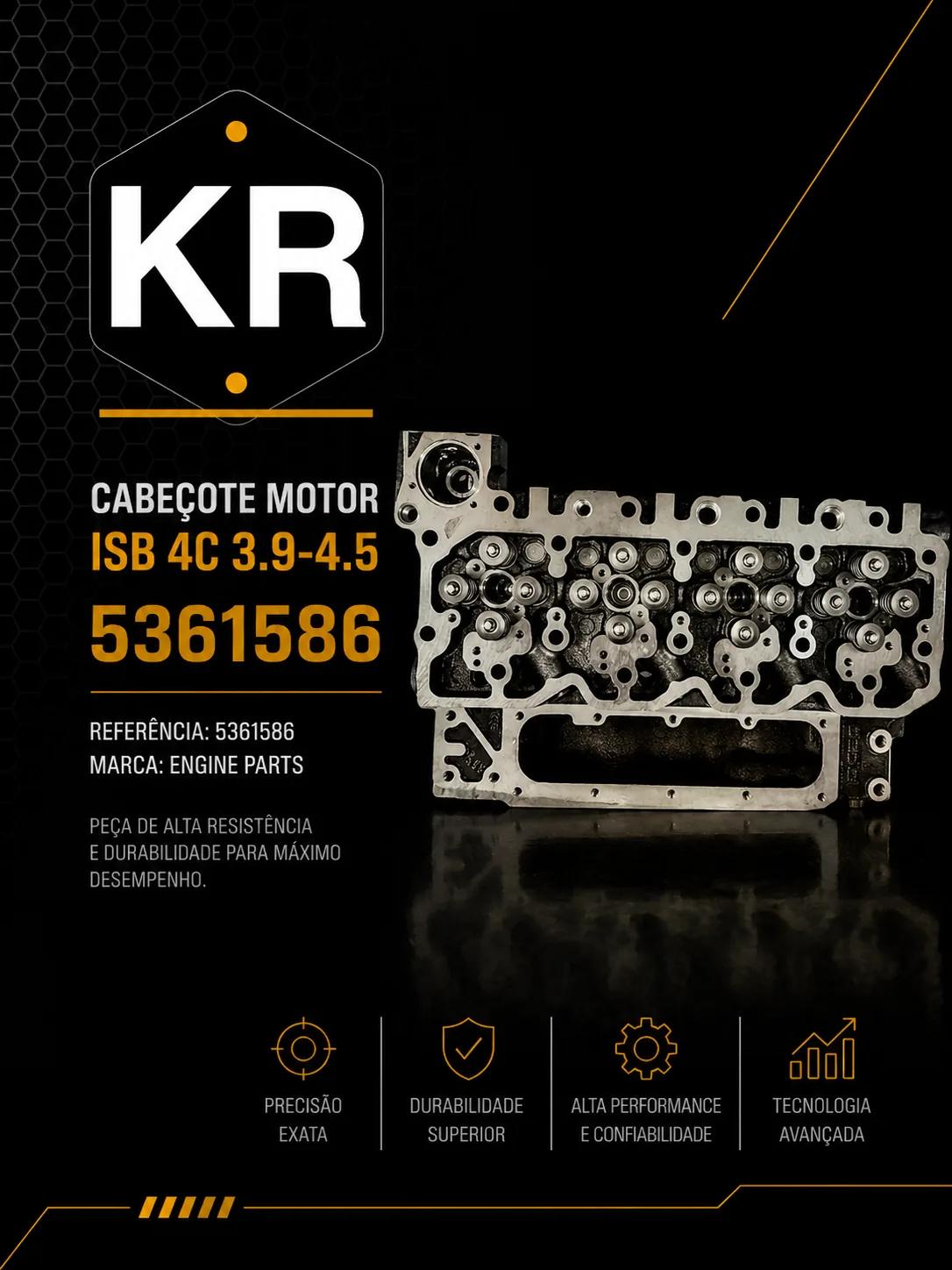 Cabeçote Motor Cummins ISB 4 Cilindros com Válvulas Ford VW Worker 5361586