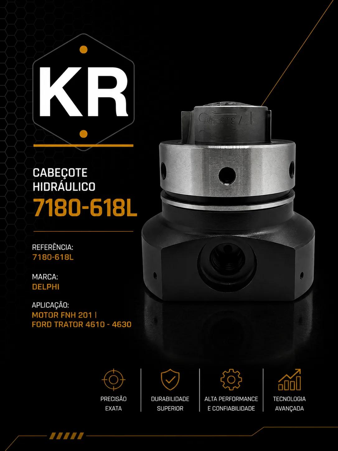 Cabeçote Hidráulico Delphi 7180-618L para Ford Trator 4610 4630