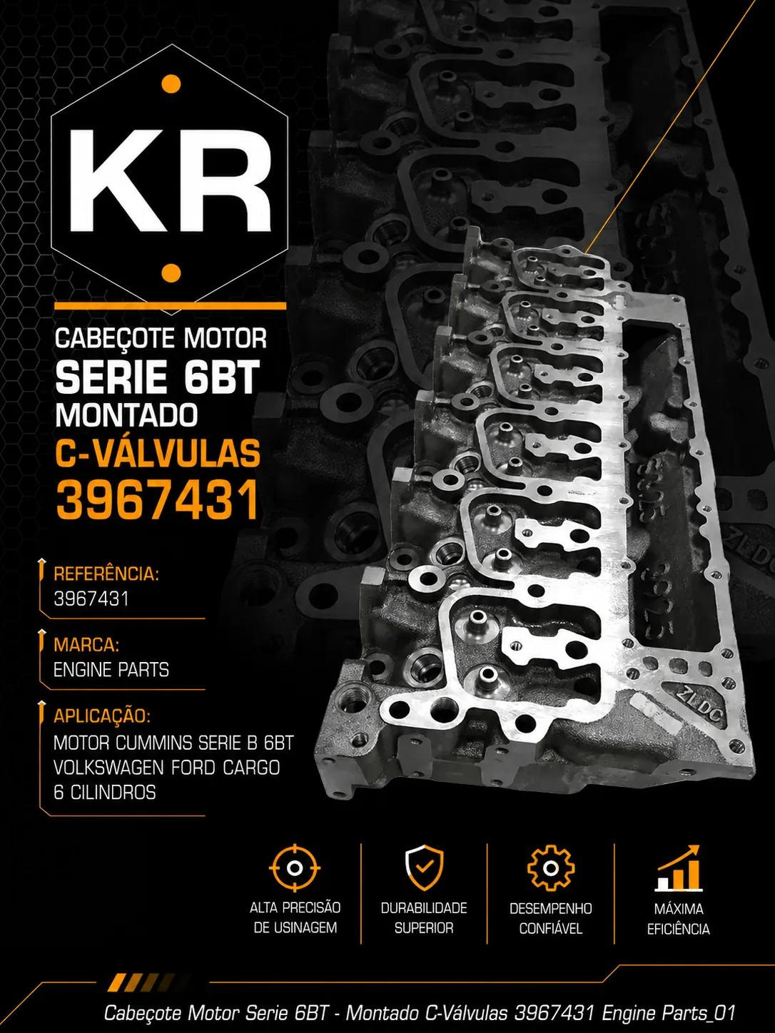 Cabeçote Motor Cummins 6BT Montado com Válvulas VW Ford Cargo 3967431