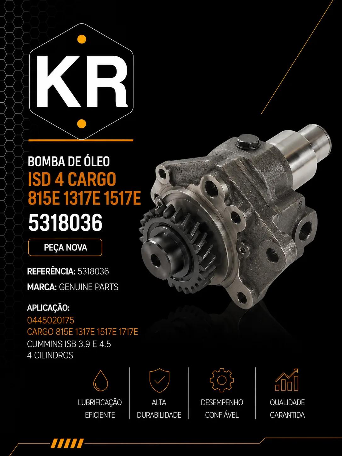 Bomba de Óleo Cummins ISB Ford Cargo 815E 1317E 1517E 5318036