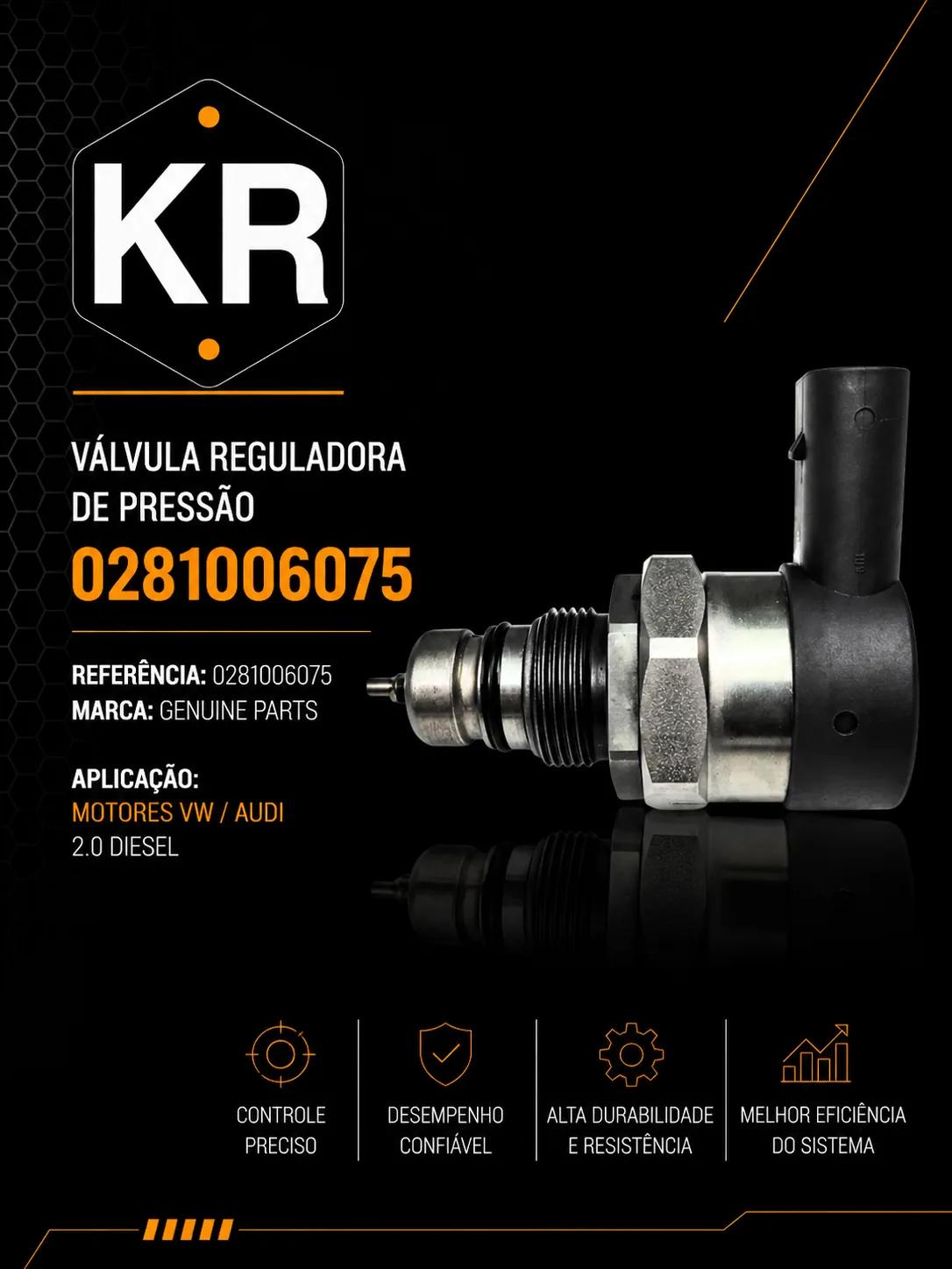 Válvula Reguladora de Pressão VW Audi 2.0 Diesel 0281006075