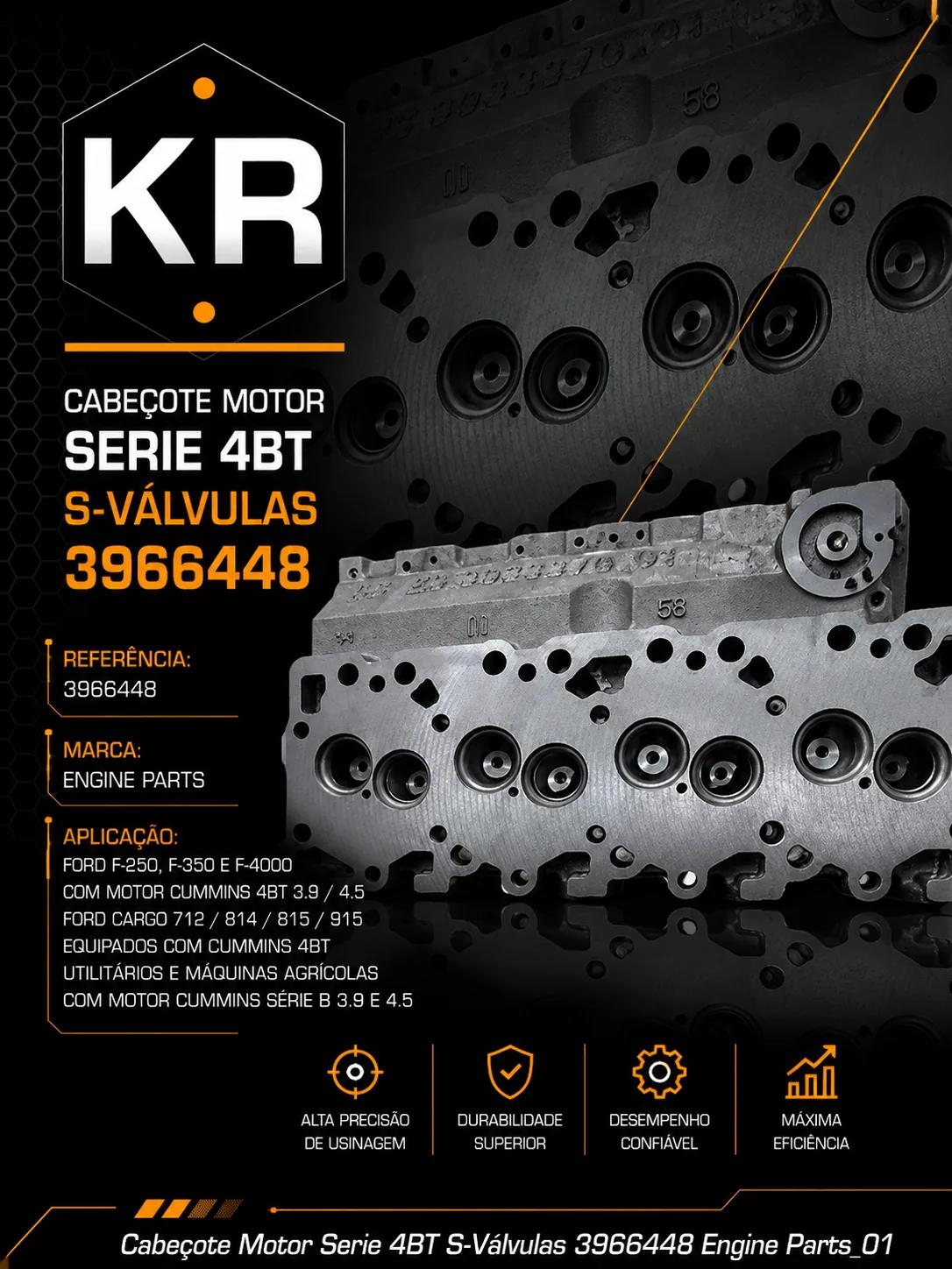 Cabeçote Motor Cummins 4BT 3.9 Sem Válvulas Ford F-250 F-4000 3966448