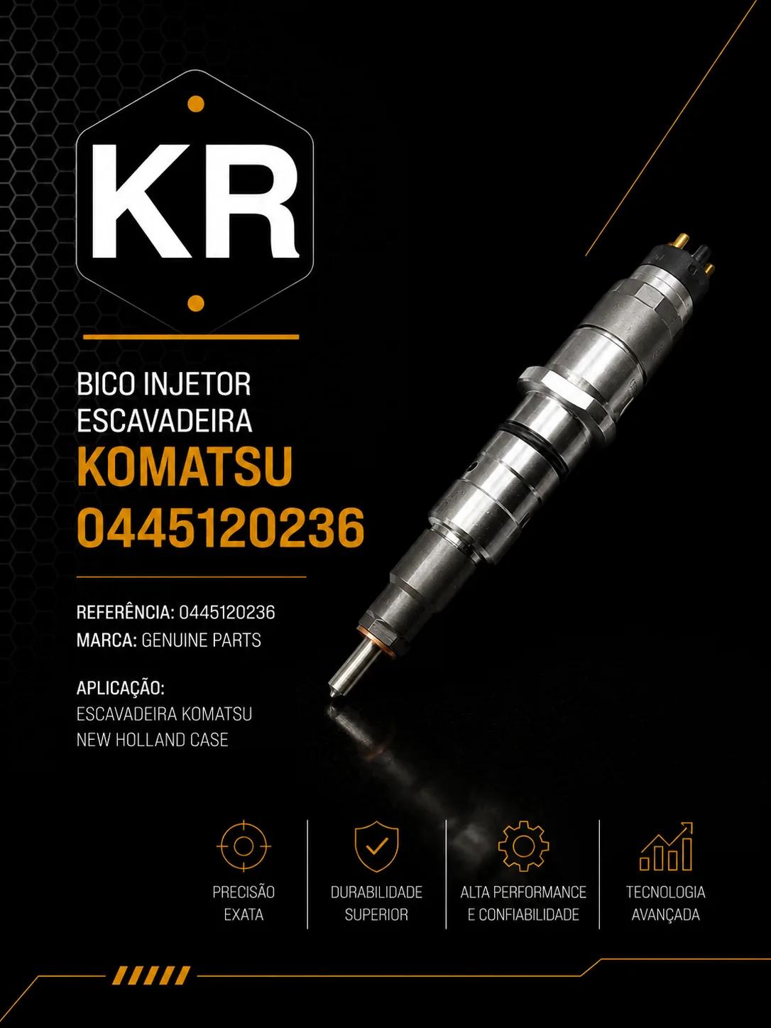Bico Injetor Common Rail Komatsu New Holland Case Escavadeira 0445120236