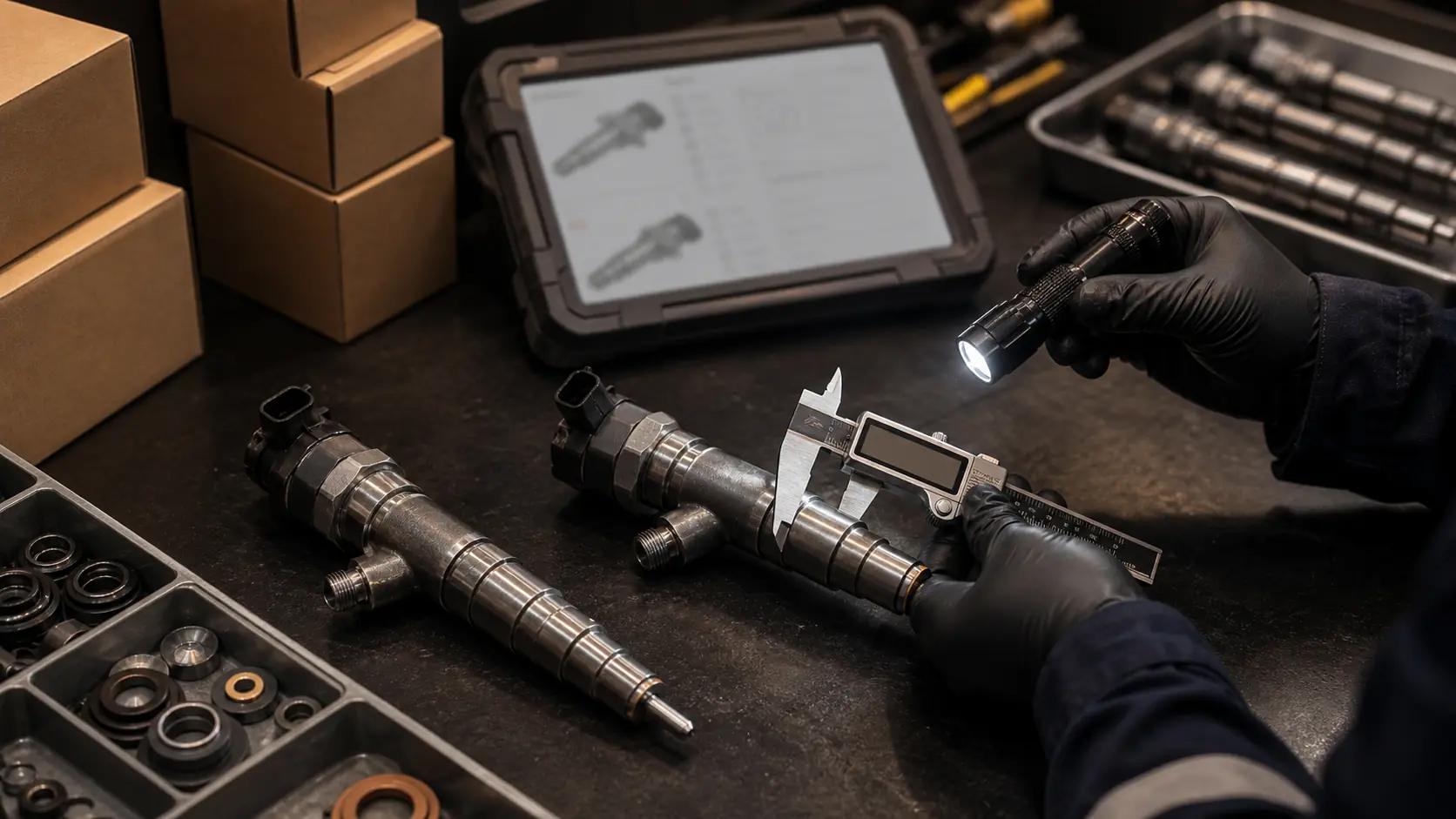 Verificação final de compatibilidade de bico injetor diesel