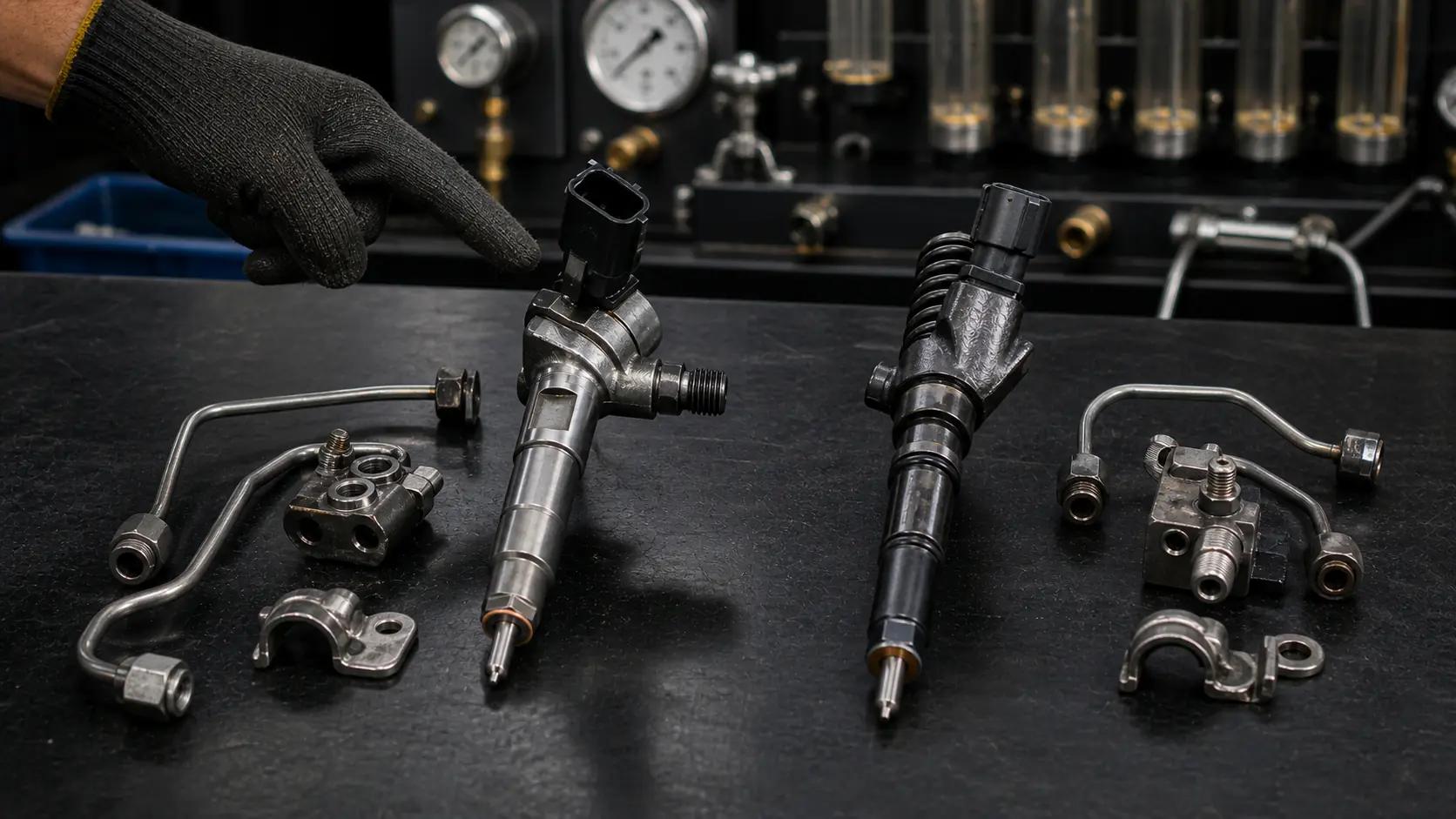 Comparação de bicos injetores dos motores C7 ACERT e C7.1 ACERT em bancada diesel