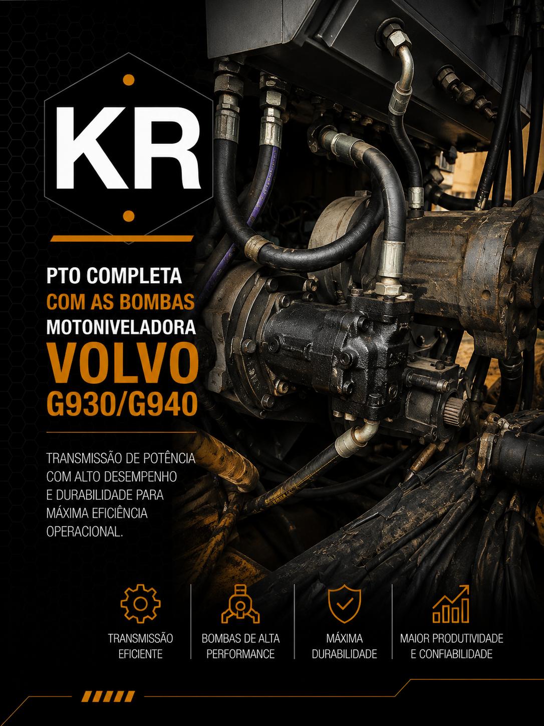 PTO completo com bombas para motoniveladora Volvo G940 G930