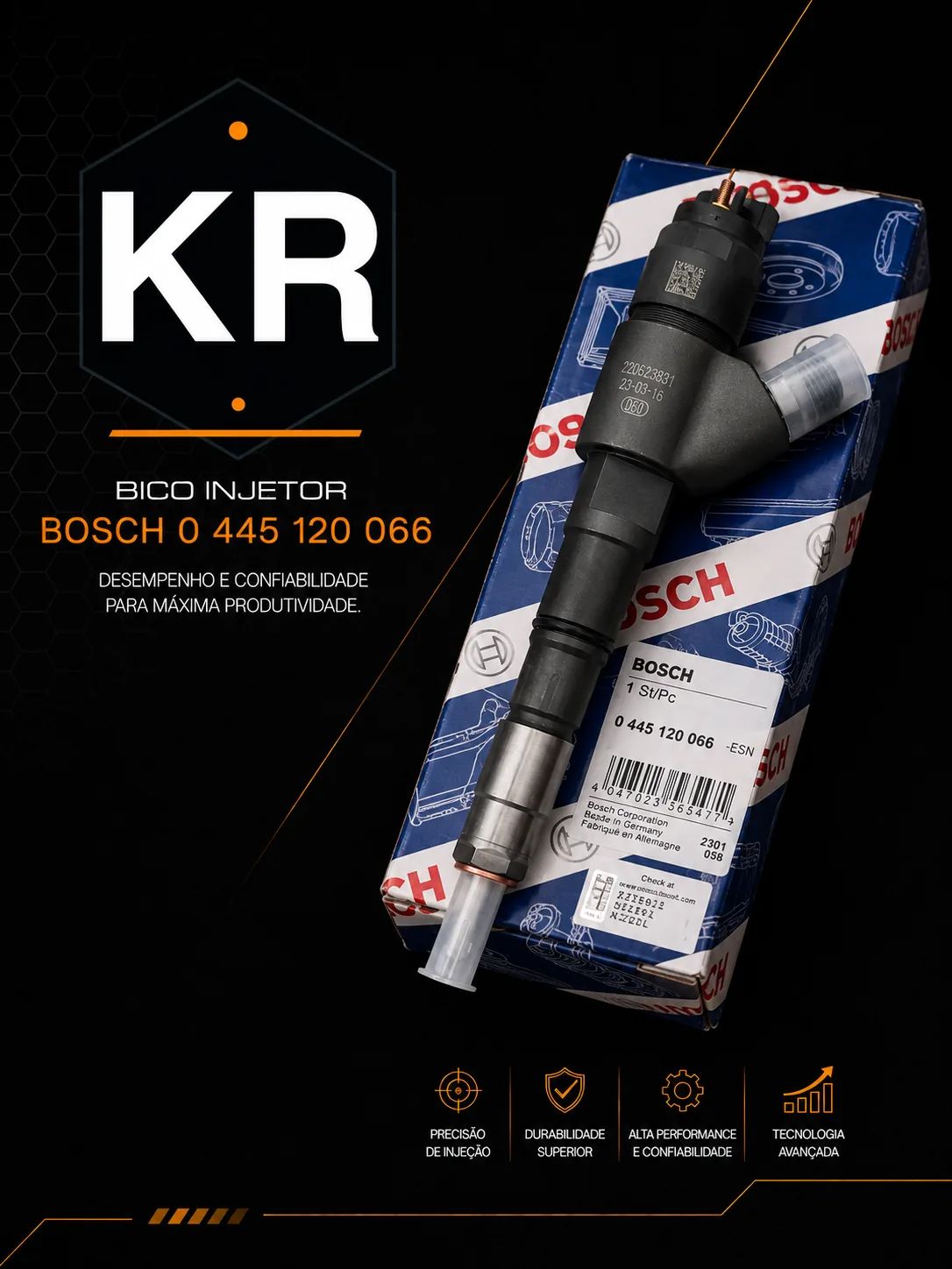 Bico Injetor Bosch Common Rail 0445120066 — Linha Pesada — imagem 2