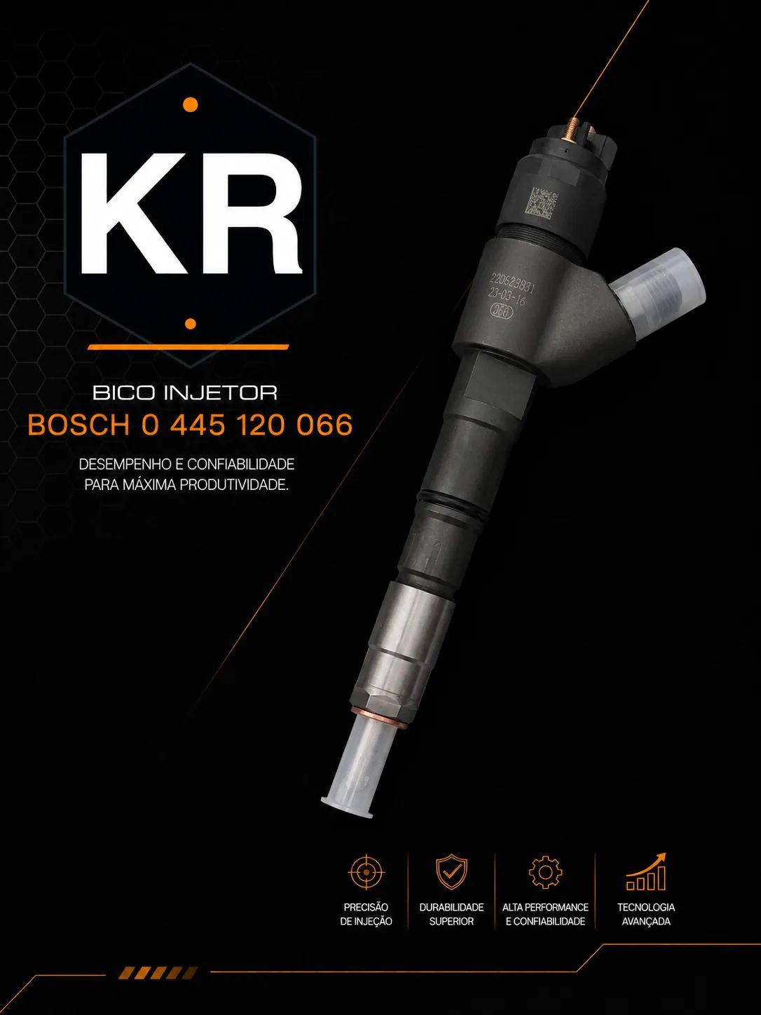 Bico Injetor Bosch Common Rail 0445120066 — Linha Pesada — imagem 1