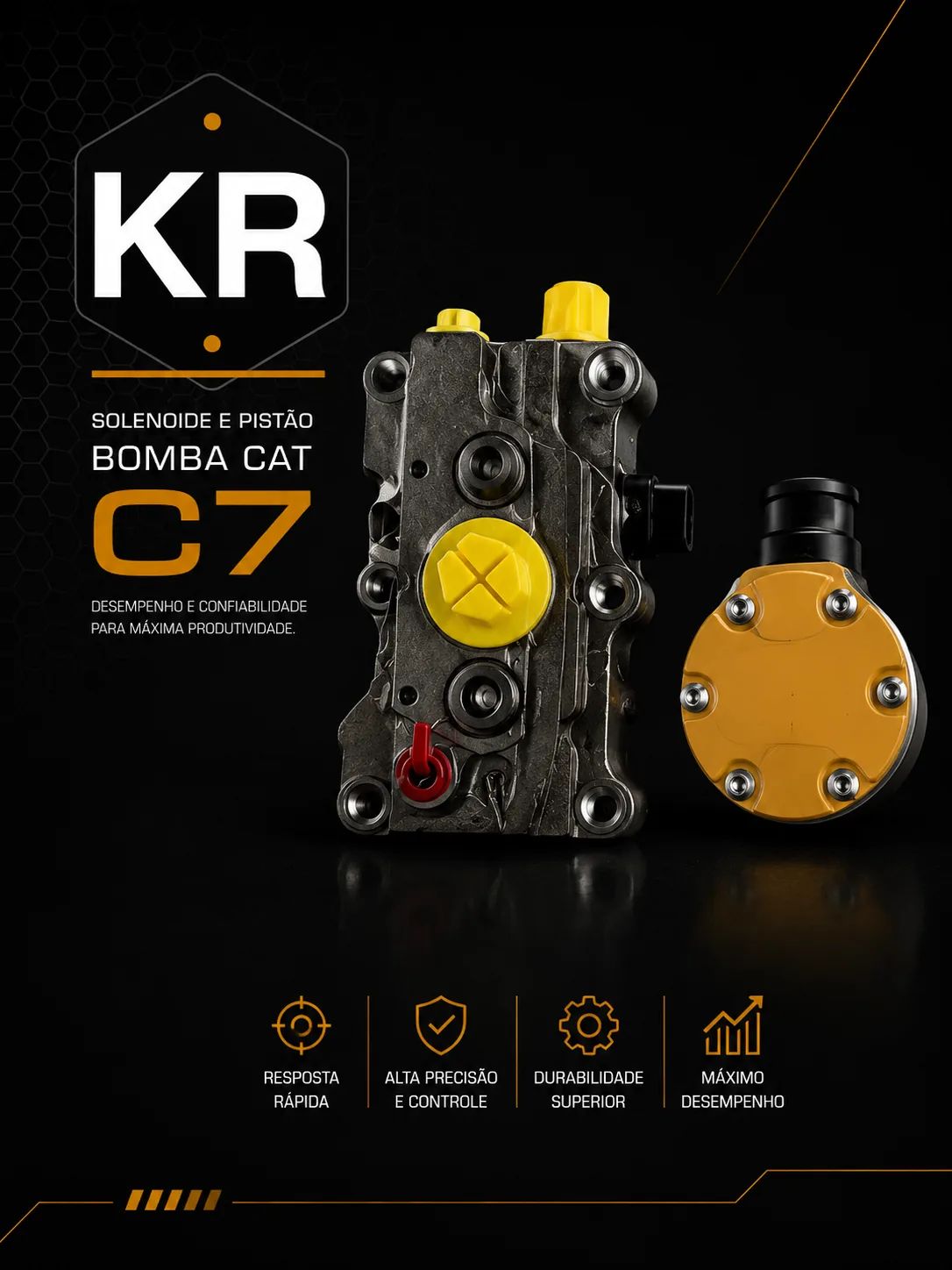 Solenoide do Pistão Caterpillar C7 — Peça Original — imagem 1